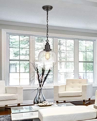 EAPUDUN Farmhouse Pendant Light, 1-Light, Bronze