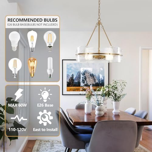 22" Gold Glass Chandelier