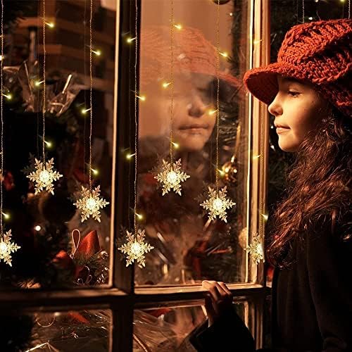 Snowflake LED Curtain Lights, 19Ft/6M 96 LEDs