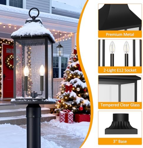 23.6" Waterproof Outdoor Post Light with Pier Mount Base