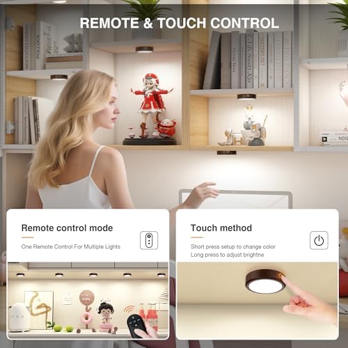 Puck Lights with Remote Control Rechargeable, Full-Screen Wireless LED