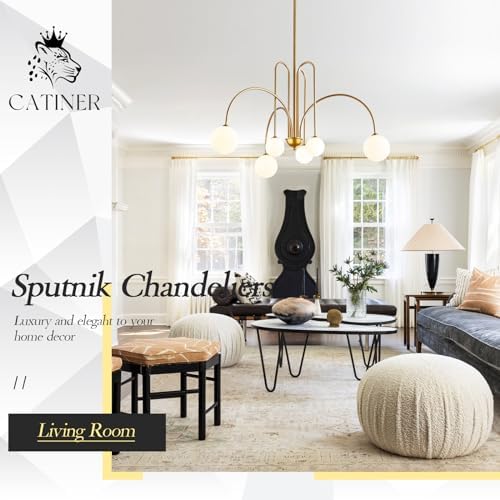 CATINER 40-Inch 6-Light Gold Sputnik Chandelier
