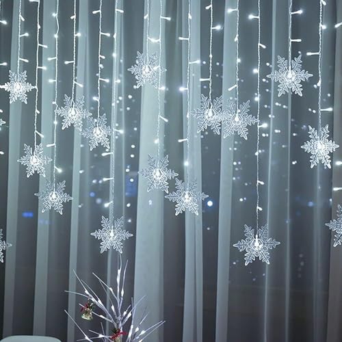 Christmas Snowflake LED Curtain Lights, 11.5ft, 96LED