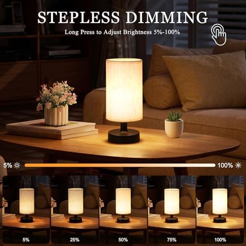Small Cordless Table Lamp, 4000mAh Rechargeable, Black
