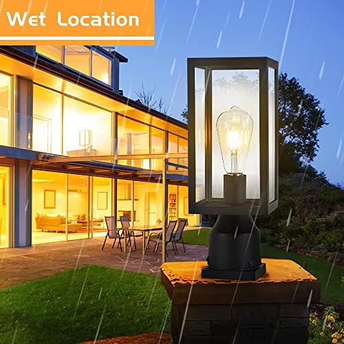 Windben Outdoor Post Light, 13.8", Matte Black