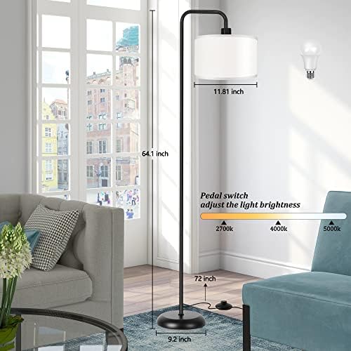 LED Floor Lamp, 3 Color Temperature, Black