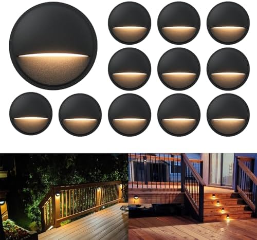 GKOLED 12-Pack 2W LED Deck Lights, Black