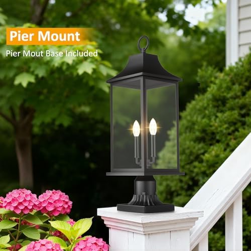 23.6" Waterproof Outdoor Post Light with Pier Mount Base