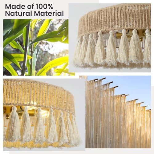 Boho Hand-Woven Rattan Chandelier Pendant Light
