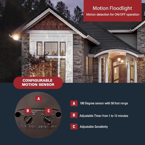 HALO 180° Motion Sensor Security Flood Light, Bronze