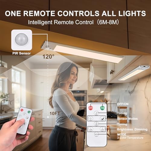12 inch Wireless Motion Sensor Under Cabinet Lights, 4 Pack
