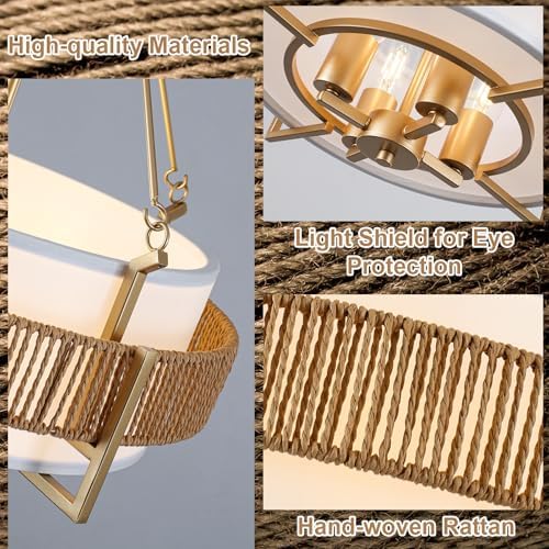 Boho Rattan Drum Chandelier