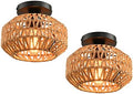 2-Pack Boho Rattan Semi-Flush Mount Ceiling Lights