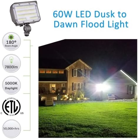 60W LED Flood Light with Knuckle, 5000K