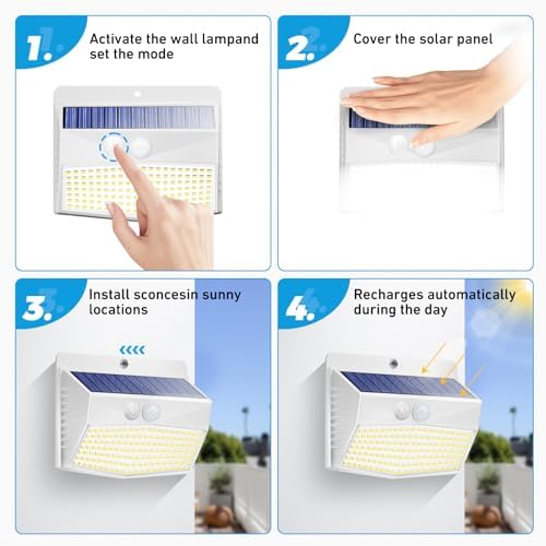 Peasur Solar Motion Sensor Lights, 8 Pack