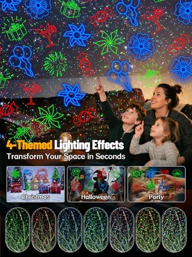 Christmas Projector Lights, 4 Festival Themes, 3 Color Firefly