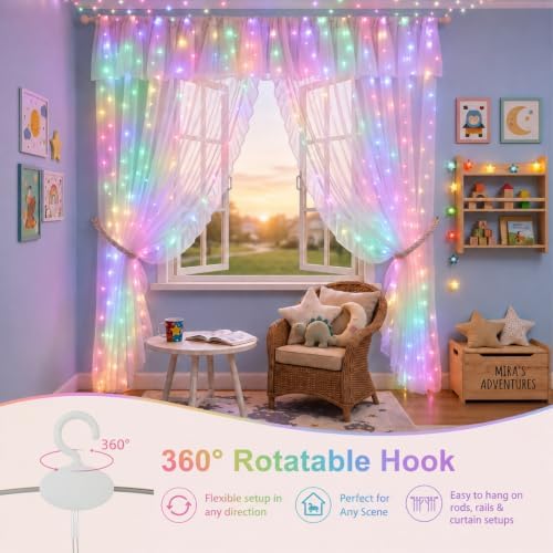 Fairy Curtain Light, 300LED 9.8x9.8ft, Remote & 8 Modes, USB