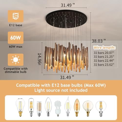 12-Light Wood Chandelier