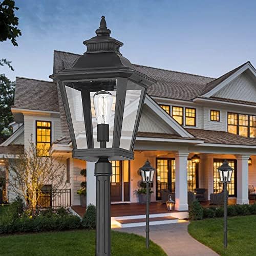 Outdoor Classic Lamp Post Light, Waterproof, Clear Glass