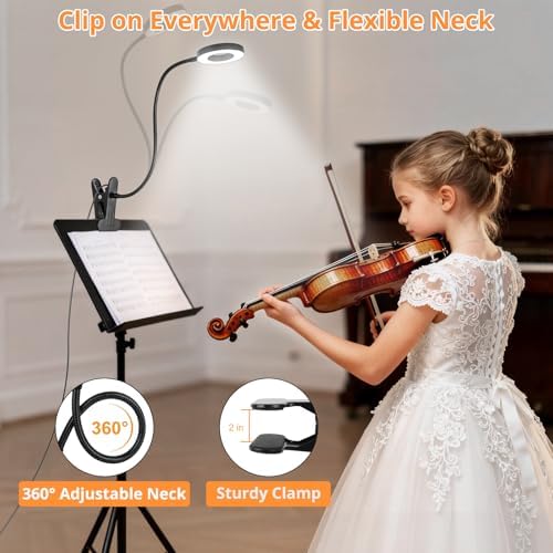 Woputne Clip-on Desk Lamp for Bed Reading, Black