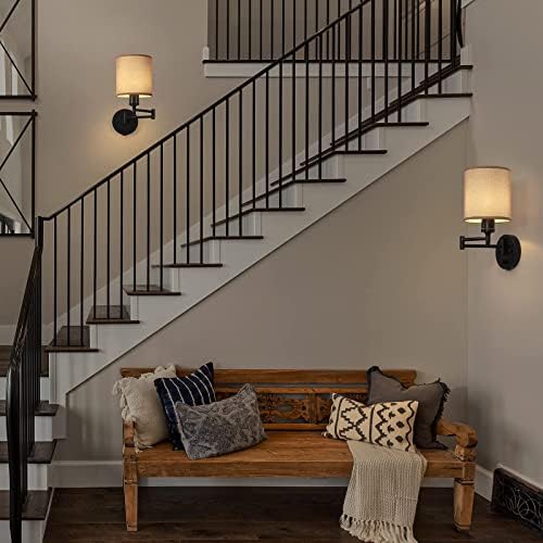 CADUKE Plug-in Swing Arm Wall Sconces, Set of 2
