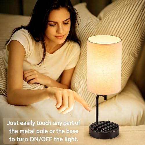 Dreamholder Touch Control Table Lamp with USB C/A & AC Outlet