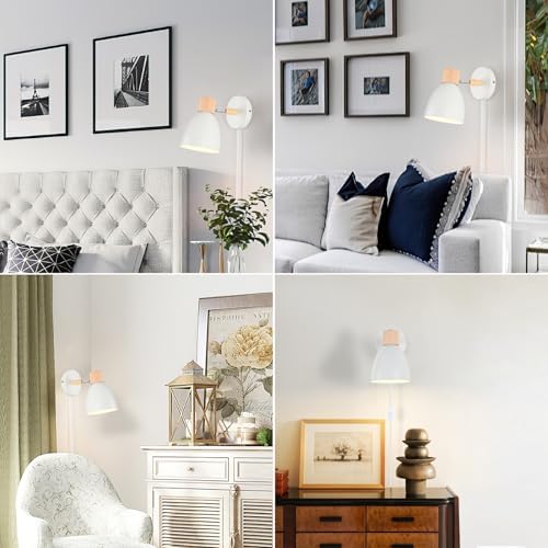White Swing Arm Wall Sconces, Set of Two