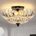 3-Light Vintage Crystal Glass Semi Flush Mount Ceiling Light