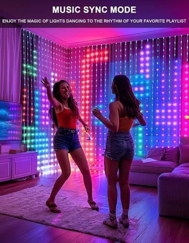 Dazzle Bright Smart Curtain Lights, 400LED 6.6FT x 6.6FT Color