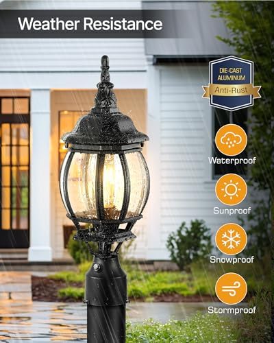 VIANIS Dusk-to-Dawn Outdoor Post Light, Pier Mount Base