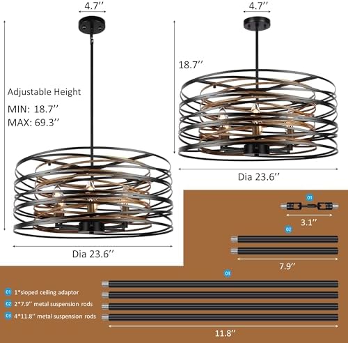 ACNKTZ 23.6'' 6-Light Drum Chandelier