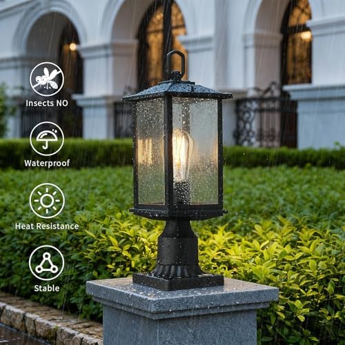 mirrea 18-Inch Outdoor Post Light, Matte Black
