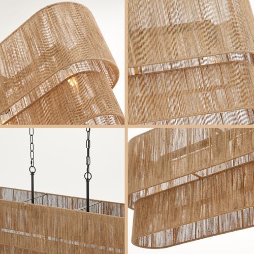 42” Boho 2-Layer Rattan Pendant Chandelier