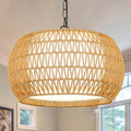 ZECOXOL 5-Light Rattan Chandelier, 17.8-Inch