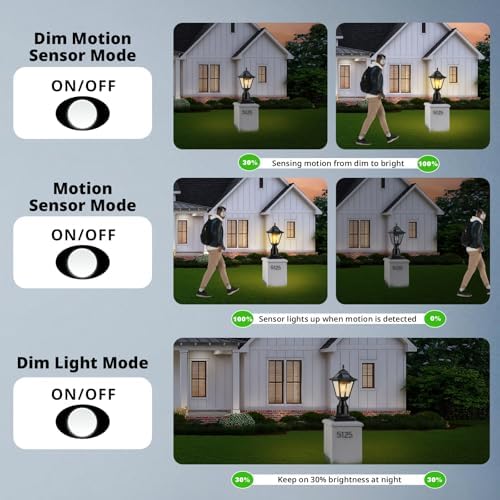 Solar Post Lights, Motion Sensor, 2 Pack