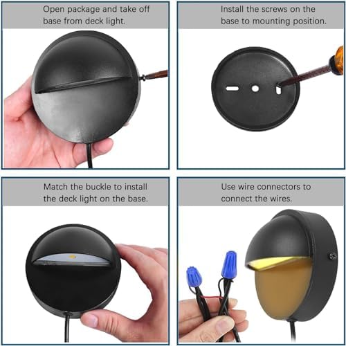 RNEHON 4-Pack 2W Low Voltage LED Deck Lights, Black