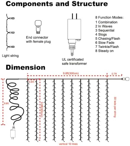 WATERGLIDE 300 LED Curtain Lights, Multicolor