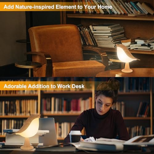 Deogos Small Bird Desk Lamp, Rechargeable, 3 Color Temperature