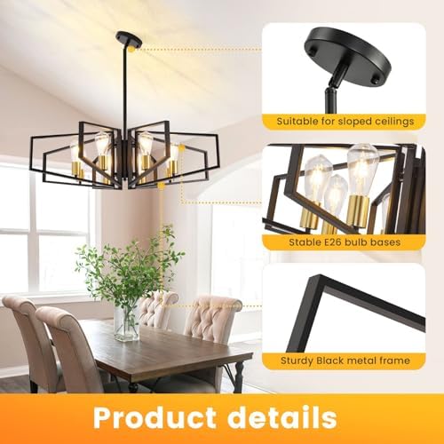 8-Light Black and Gold Chandelier