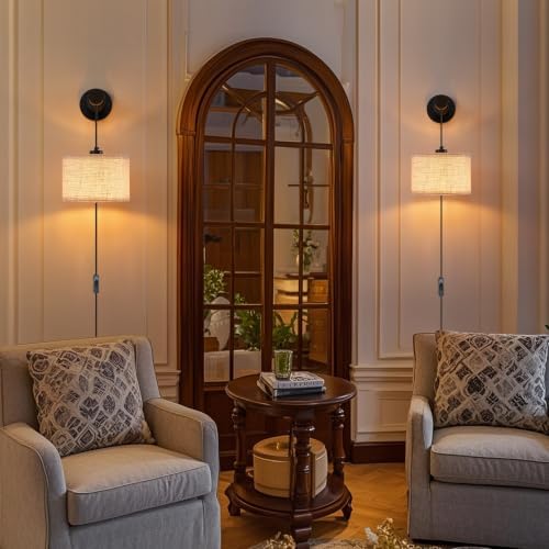 XSDeTu Plug-in Wall Sconces Set of 2