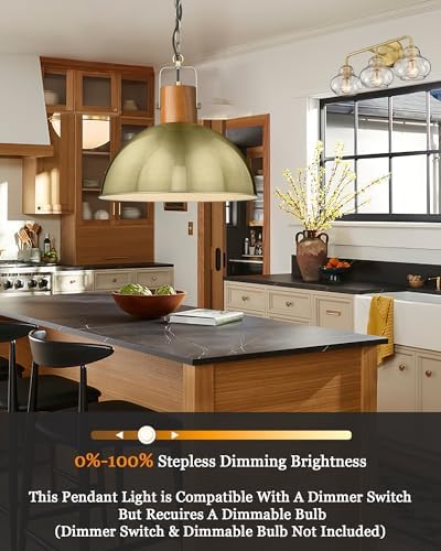 ELYONA 16" Rubber Wood Dome Pendant Light