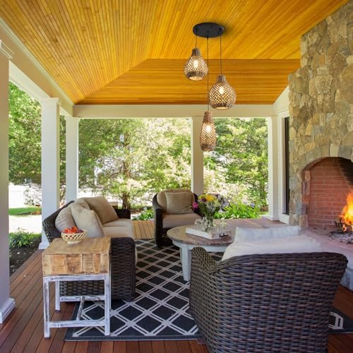 3-Light Rattan Pendant Light Fixture