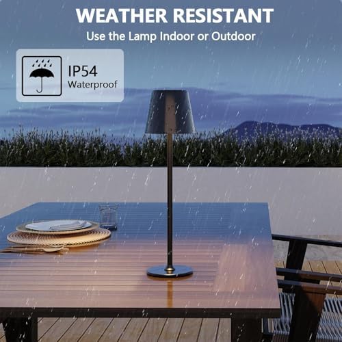 Cordless LED Table Lamp, Rechargeable, Black