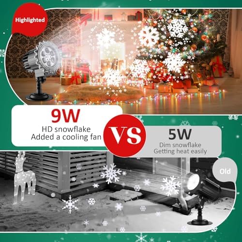 3D Snowflake LED Projector Lights, IP65 Waterproof