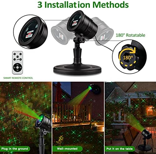 Christmas Laser Projector Lights, Red and Green Star Show