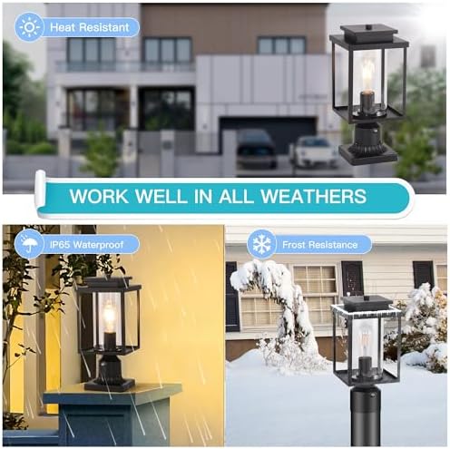 Black Hardwired Dusk to Dawn Outdoor Post Light