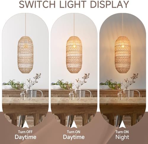 Boho Handmade Rattan Pendant Light Fixture