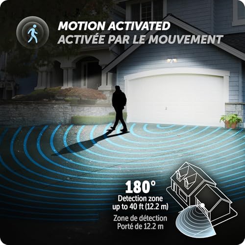 GLOBE 180-Degree 240 W Twin Head White Hardwired Motion Sensor
