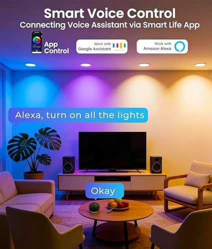Smart Recessed Lighting 6 Inch LED Recessed Lights 6 Pack