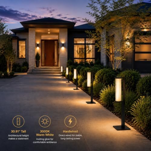 30.91" Tall Hardwired Path Light, 3000K Warm White, IP54 Walkway